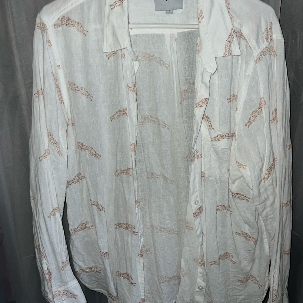 White Cheetah Women’s Button Up Top
